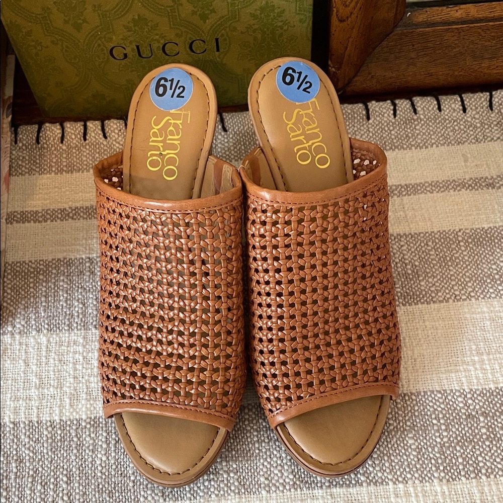 Franco Sarto Brown Woven Sandals